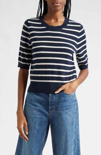 Shana Stripe Short Sleeve Cashmere Sweater