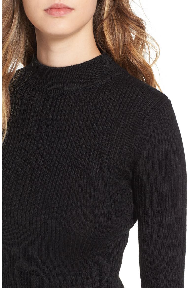 ASTR 'Nellie' Crop Mock Neck Sweater, Alternate, color, BLACK