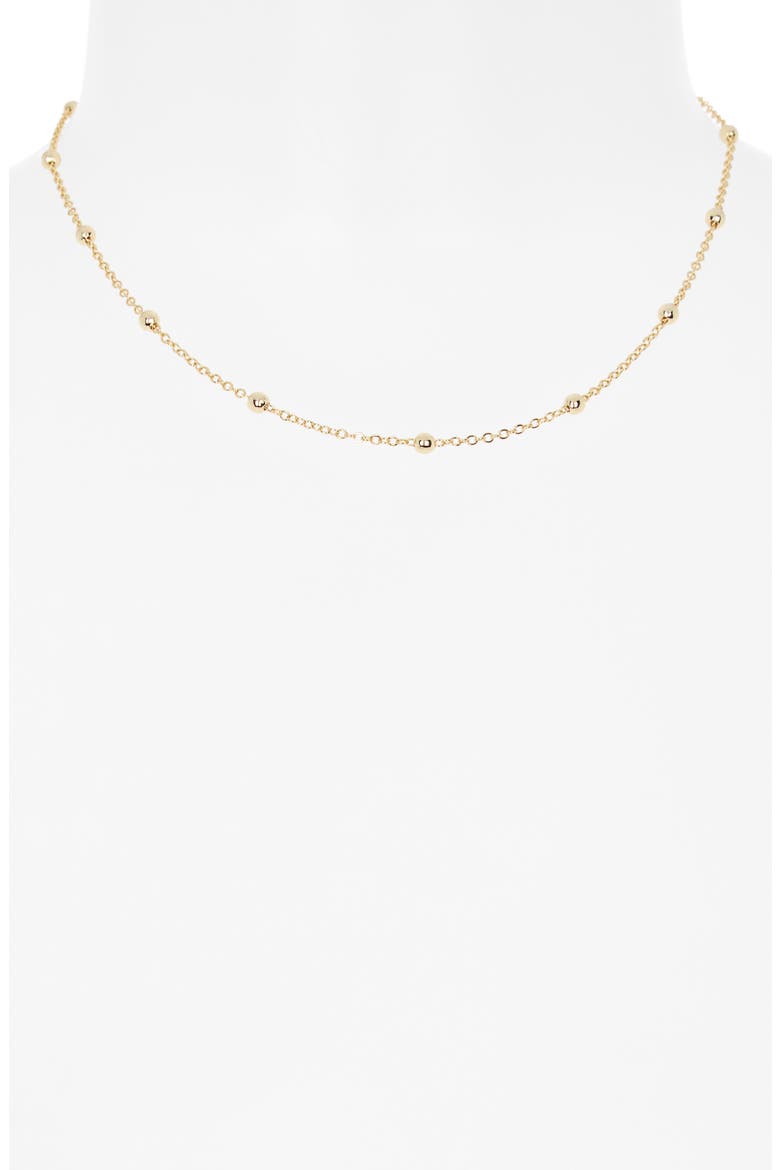 Demi-Fine Ball Station Chain Necklace, Alternate, color, GOLD