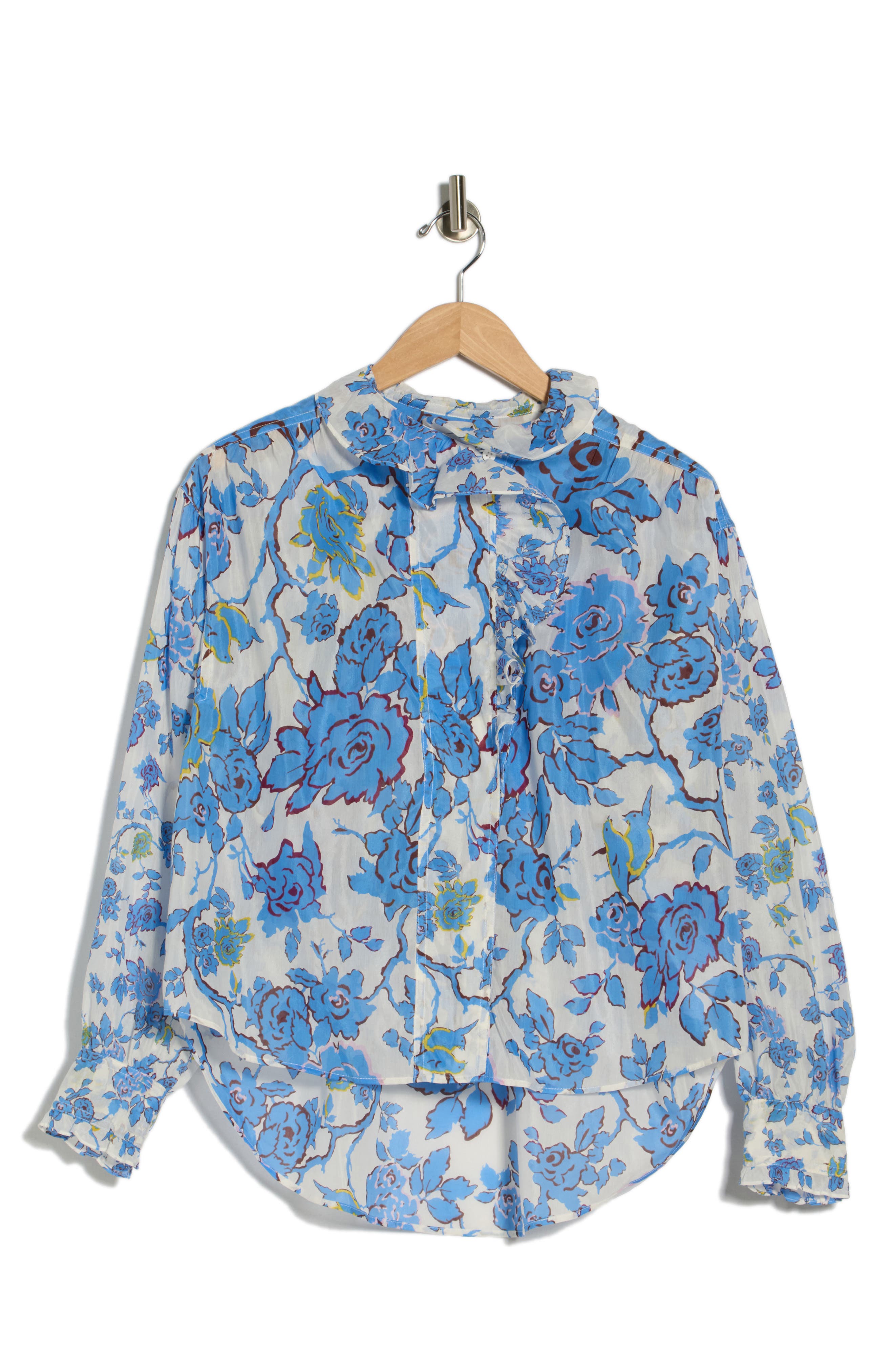 Diane von Furstenberg Sophia Floral Long Sleeve Cotton & Silk Button-Up Top
