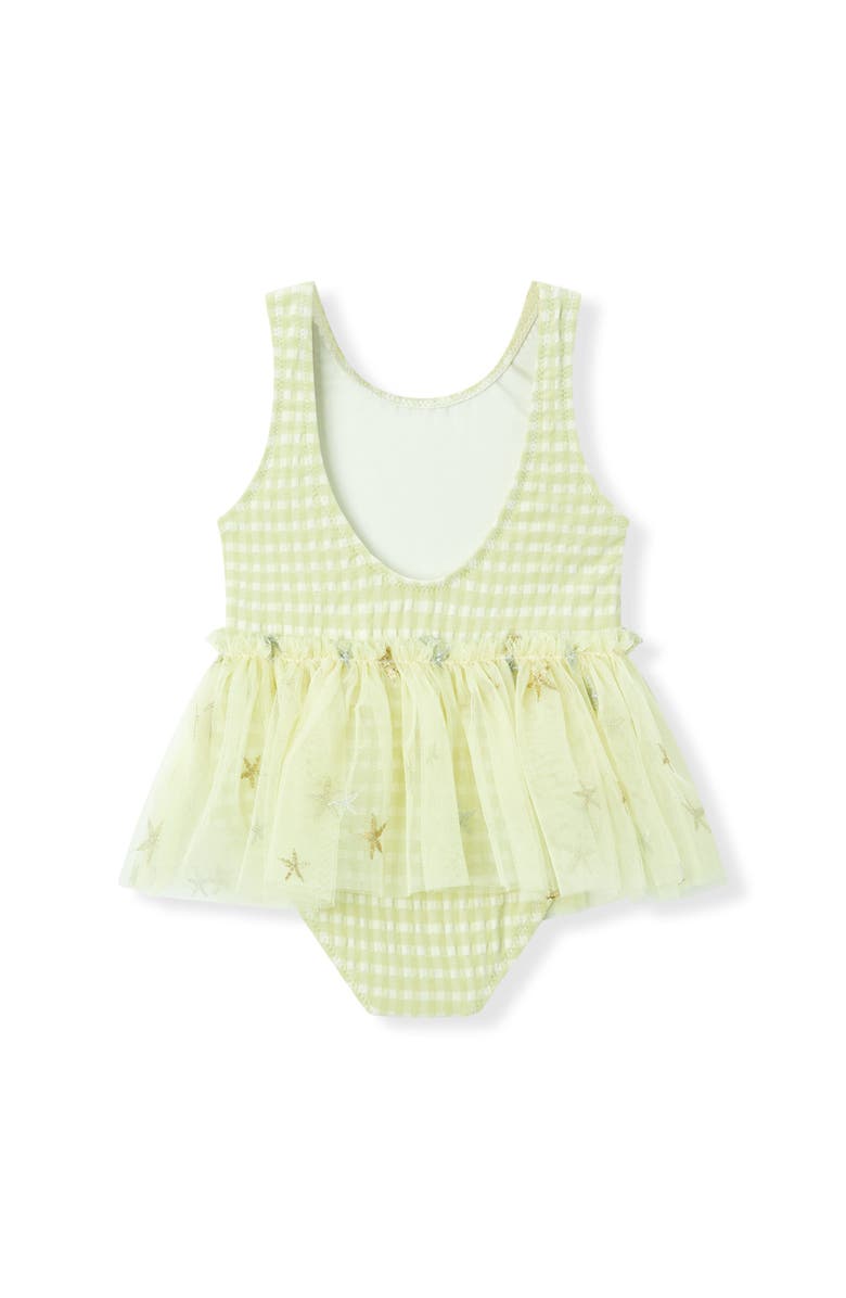 Milkbarn Ballet Skirt Swimsuit, Alternate, color, Green Gingham