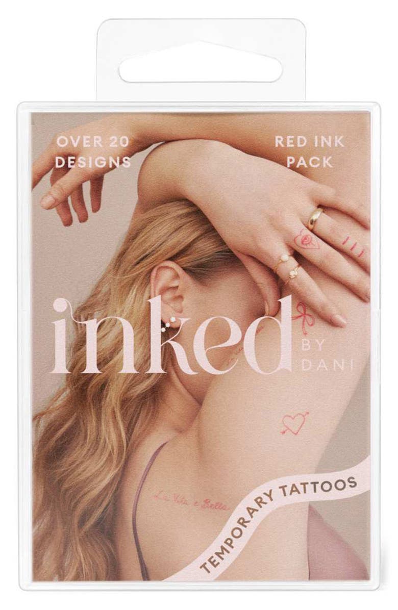 INKED by Dani Red Ink Temporary Tattoos, Alternate, color,