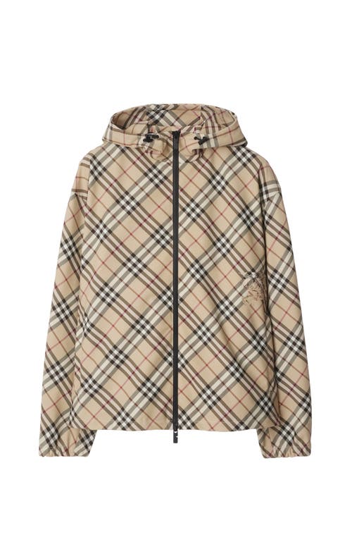 Shop Burberry Check Twill Hooded Jacket In Alabaster