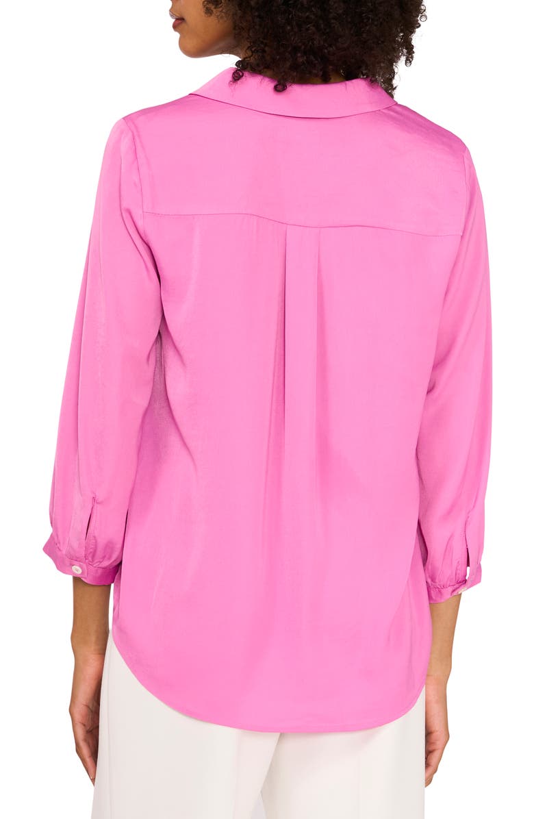 Vince Camuto Pleat Front Satin Shirt, Alternate, color, Violet Blush