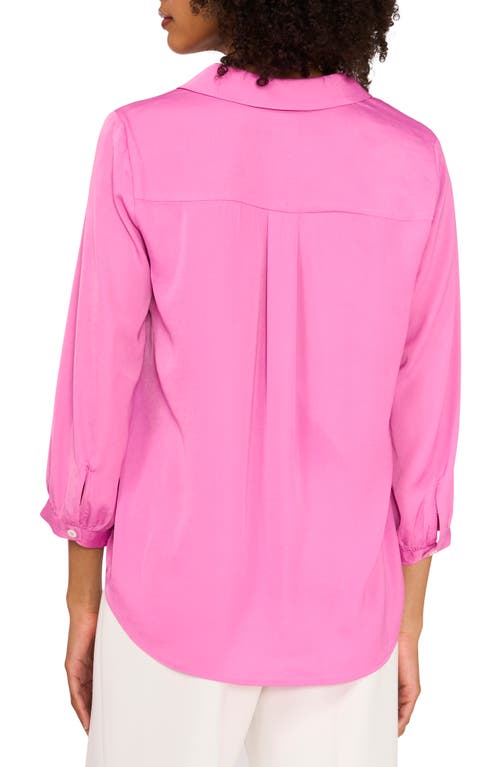 Shop Vince Camuto Pleat Front Satin Shirt In Violet Blush