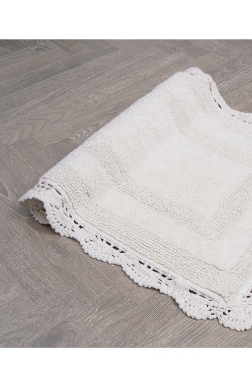 Laura Ashley Reversible Crochet Cotton 2-piece Bath Mat Set In White