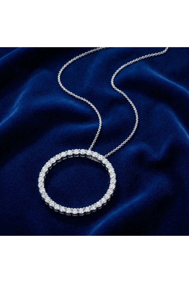 1Ct TW Circle Diamond Pendant 18" Necklace Lab Grown 1" Tall, Alternate, color, Silver