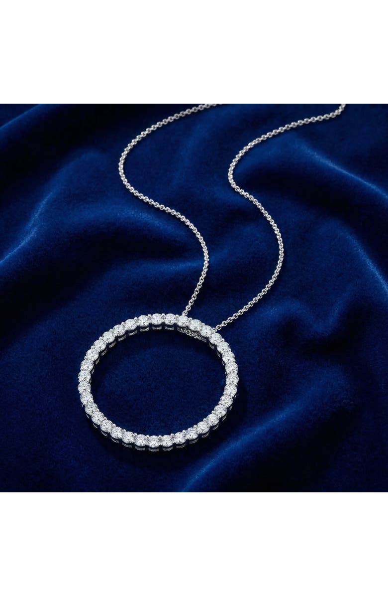 Bliss Diamond 1Ct TW Circle Diamond Pendant 18" Necklace Lab Grown 1" Tall, Alternate, color, Silver