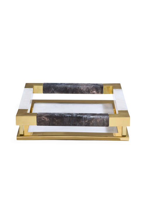 Jonathan Adler Como Tray In Black/white/gold