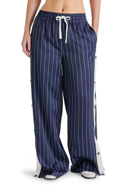 Steve Madden Beckham Stripe Drawstring Pants In Navy Pinstripe