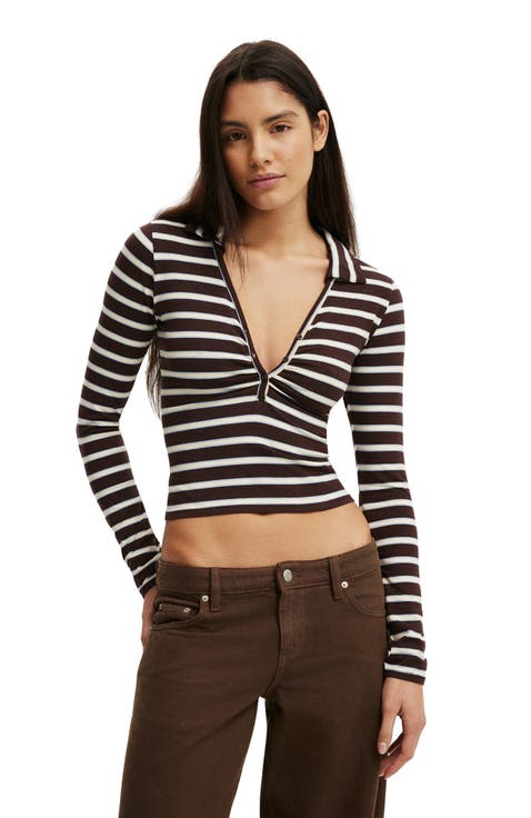 Women's Henley Long Sleeve Polo