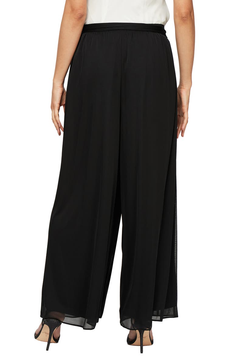Alex Evenings Wide Leg Mesh Pants, Alternate, color, Black