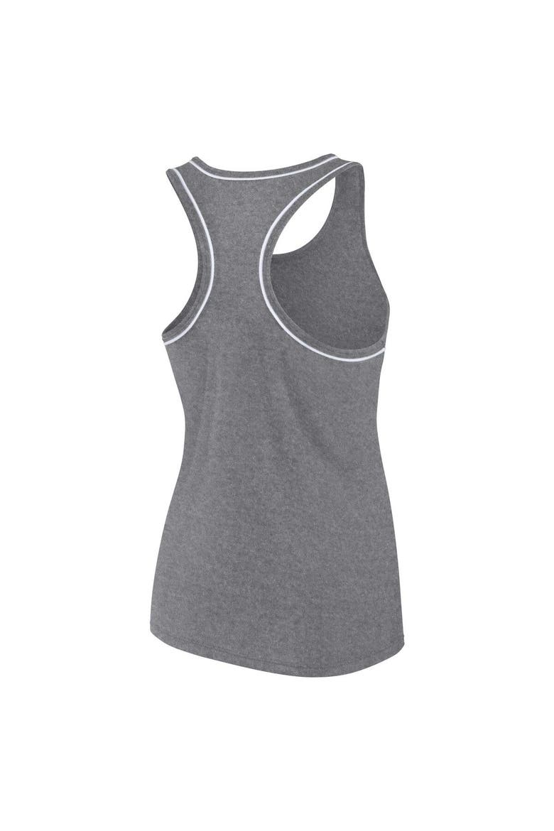 Women's Fanatics Branded Heather Gray Oakland Athletics Wordmark Logo Racerback Tank Top, Alternate, color, Heather Gray