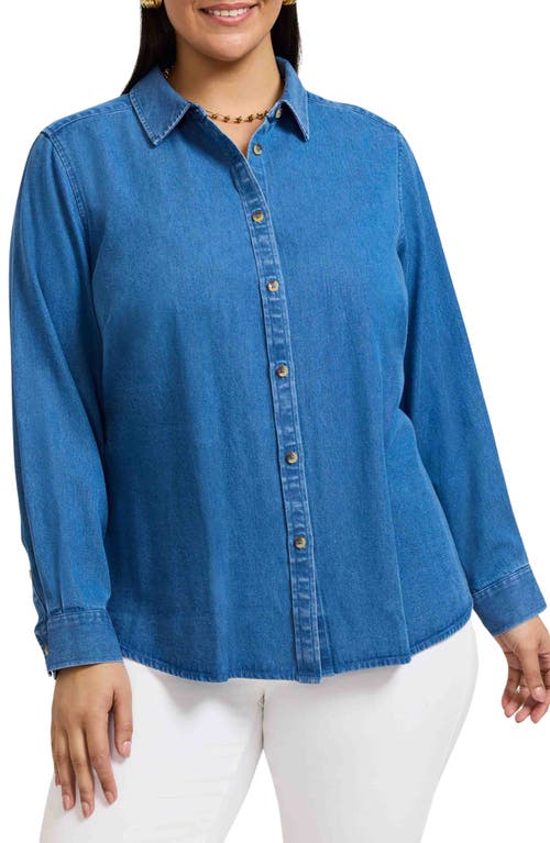 Foxcroft Hampton Denim Shirt in Medium Wash 