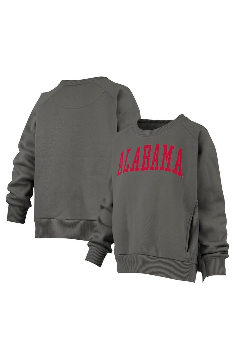PRESSBOX Women's Pressbox Charcoal Alabama Crimson Tide Pocketed Raglan Pullover Sweatshirt, Main, color, Charcoal