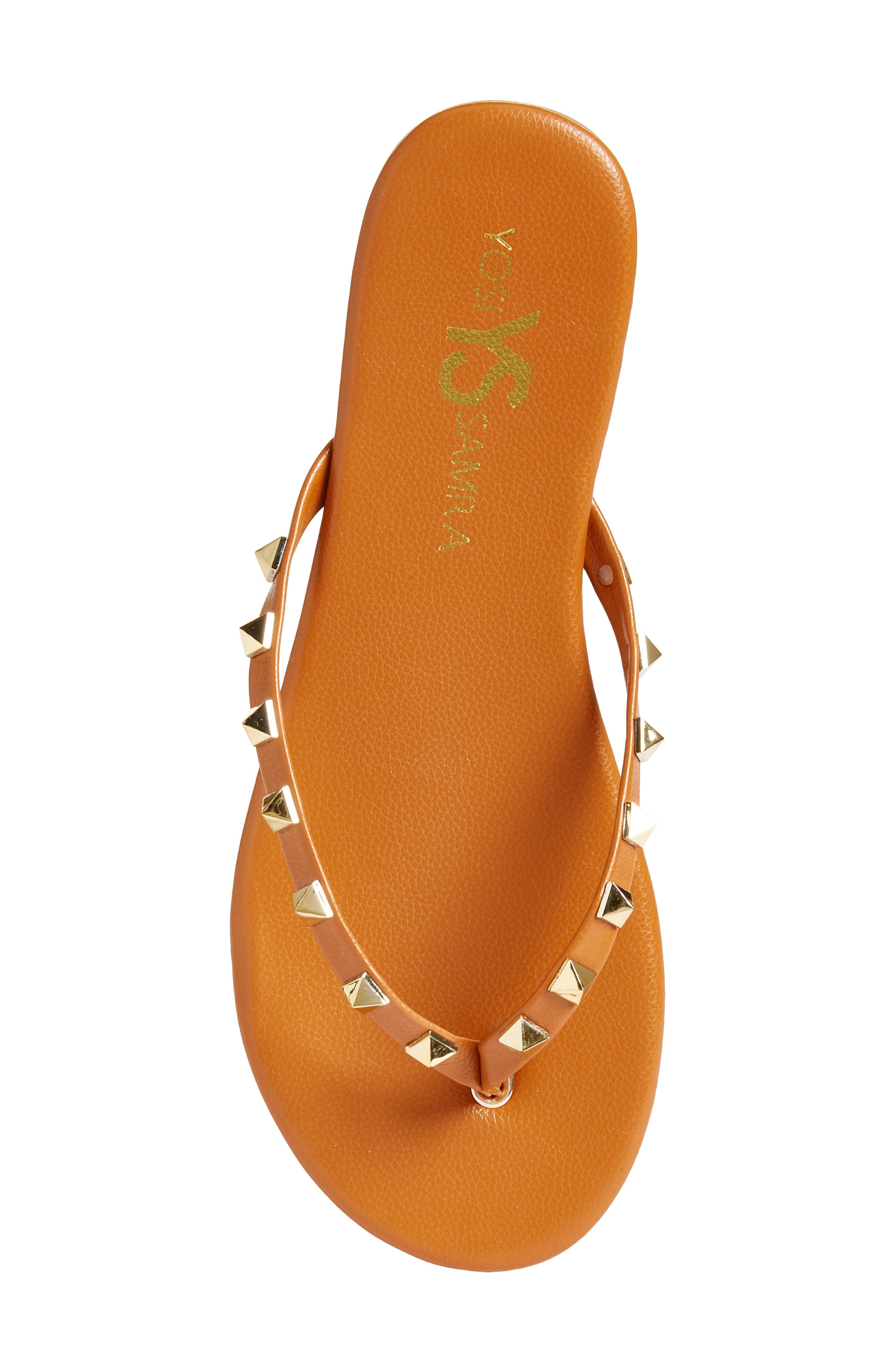 Yosi Samra Rivington Stud Flip Flop, Alternate, color, Cognac