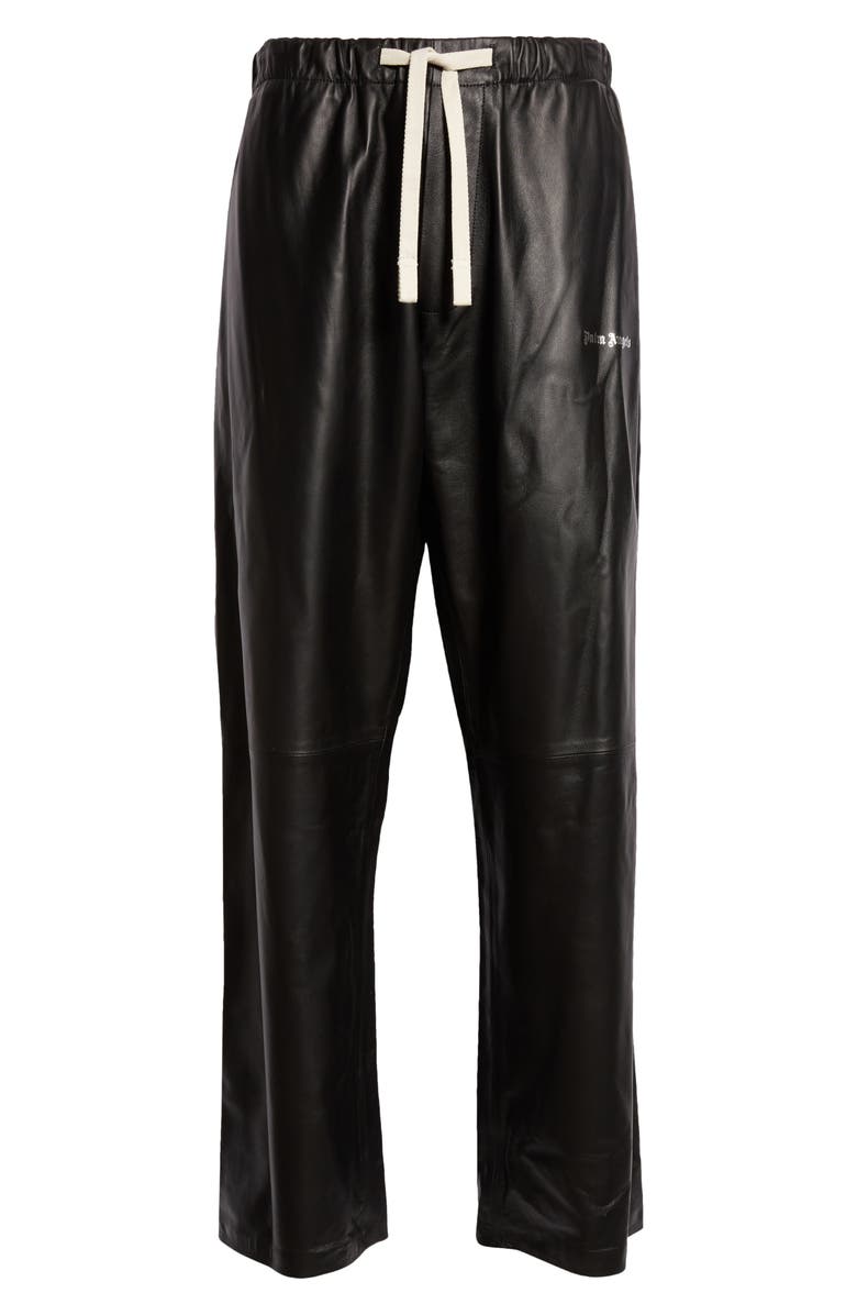 Palm Angels Classic Logo Leather Pants, Alternate, color,