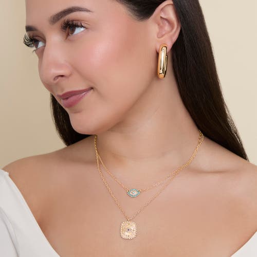 Jessica Simpson Gold-tone Layered Evil Eye Pendant Necklace Set In Gold