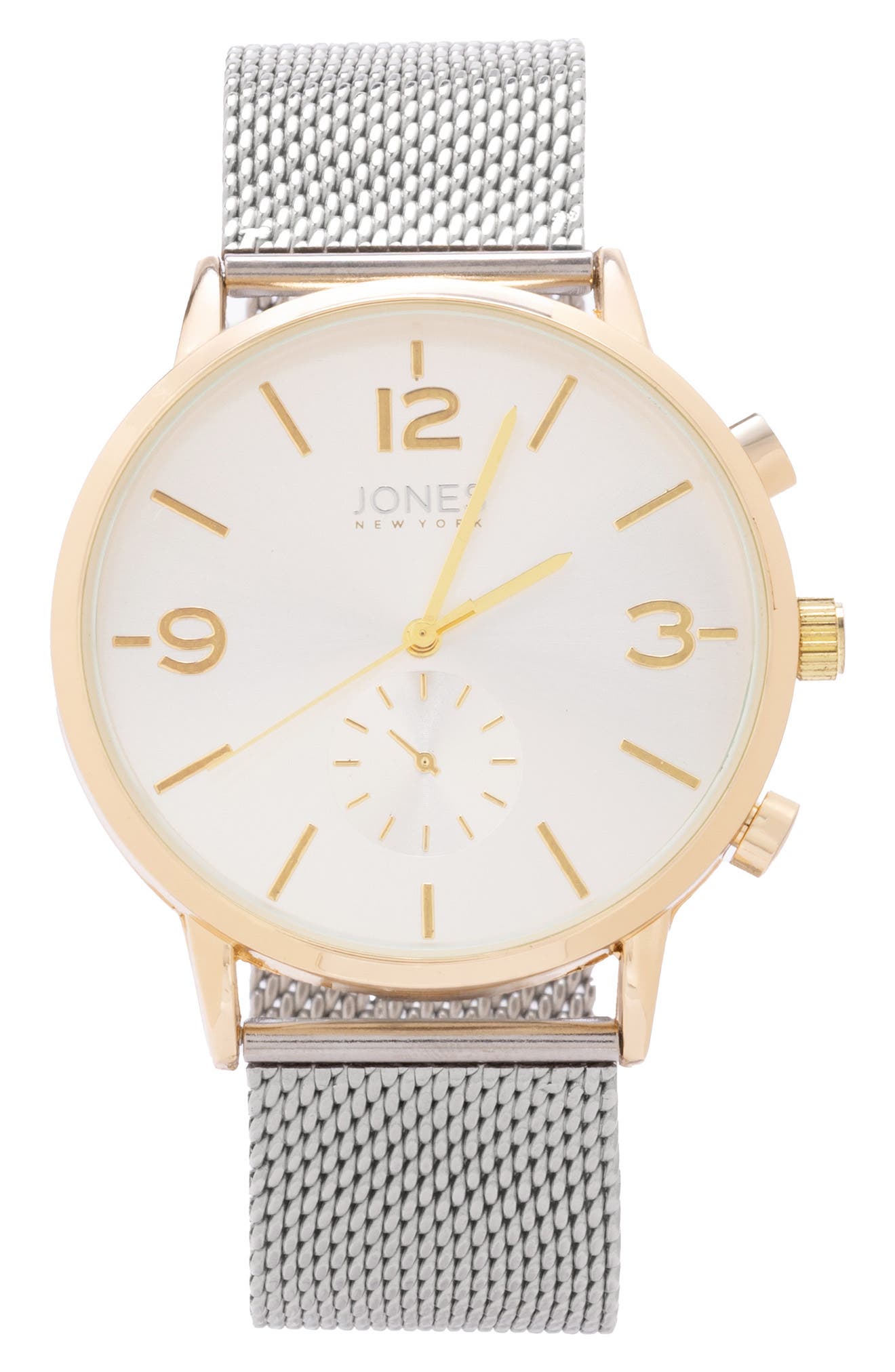 Two-Tone Mesh Strap Watch & Bracelet Set, 42mm x 48mm