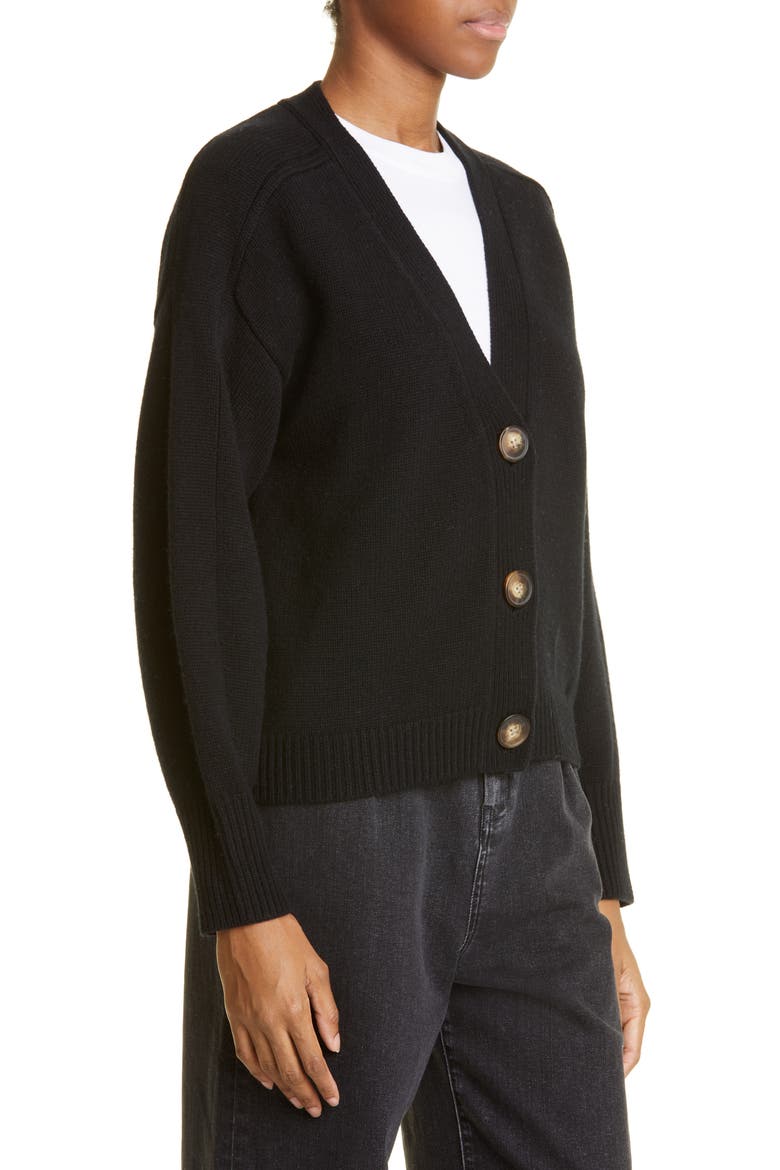 Loulou Studio Zanzibar V-Neck Cardigan Sweater, Alternate, color, BLACK