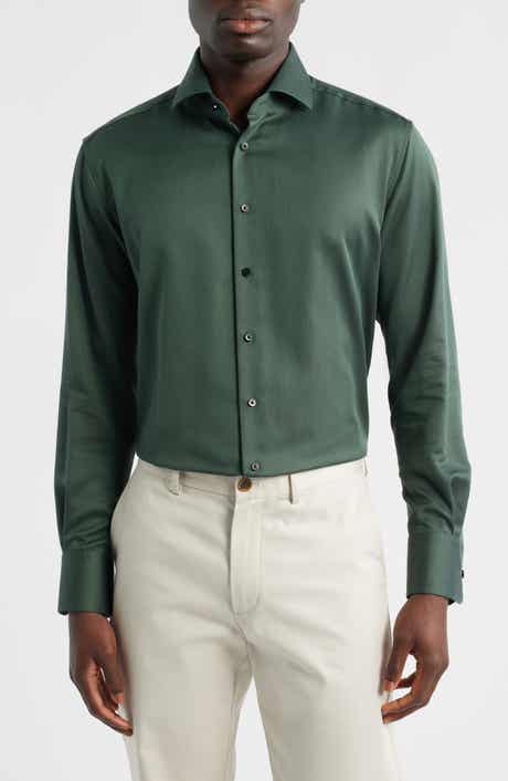 Modern Fit Solid Non-Iron Cotton Dobby Dress Shirt