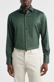 1863 by Eterna Modern Fit Solid Non-Iron Cotton Dobby Dress Shirt