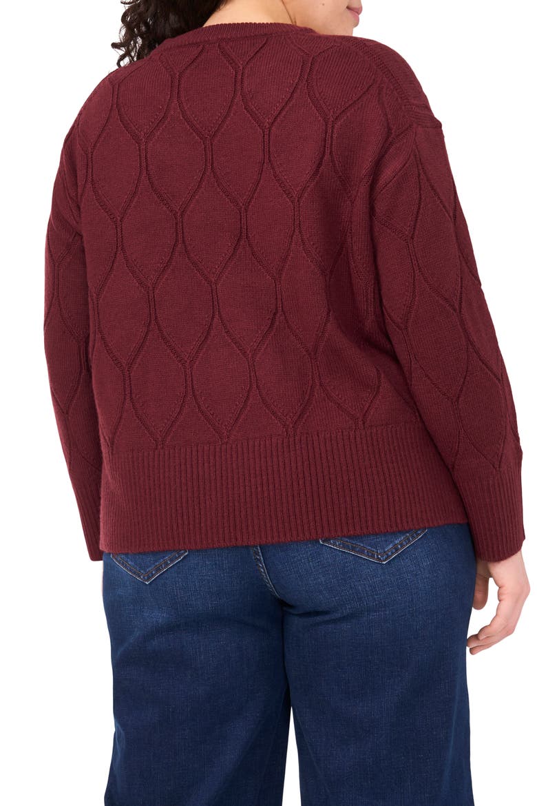 Textured Crewneck Sweater, Alternate, color, CRISP MERLOT