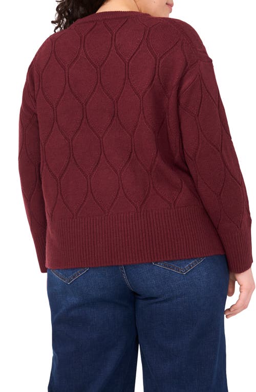 Vince Camuto Textured Crewneck Sweater In Burgundy