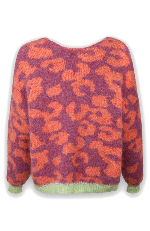 Saachi Fuzzy Knit Leopard Print Cardigan In Multi