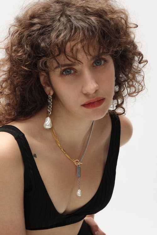 Classicharms Baroque Pearl Chain Drop Earrings In Metallic