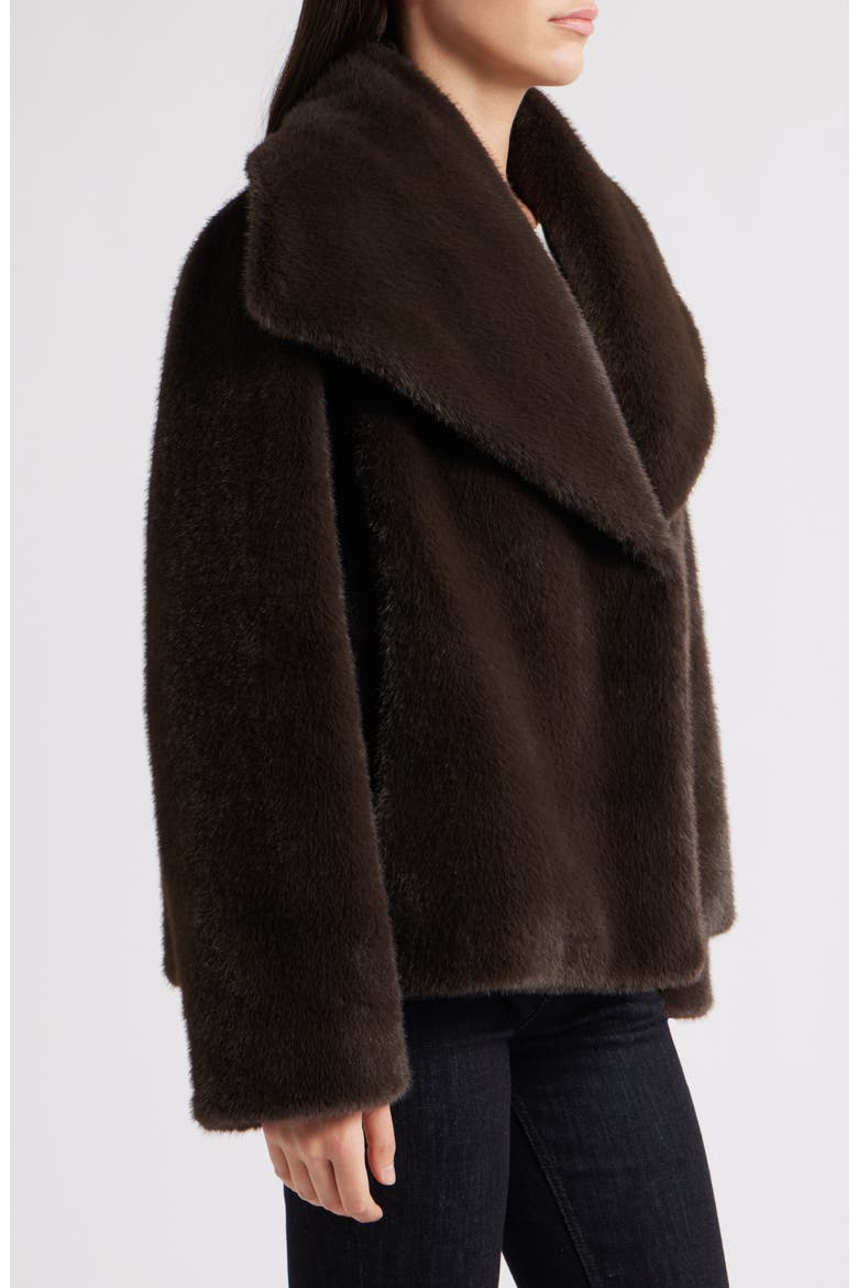 Faux Fur Jacket, Alternate, color, CAFE NOIR
