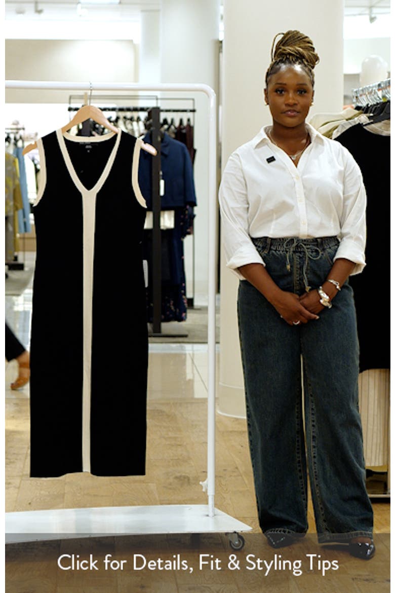 Two-Tone Sleeveless Midi Sweater Dress video