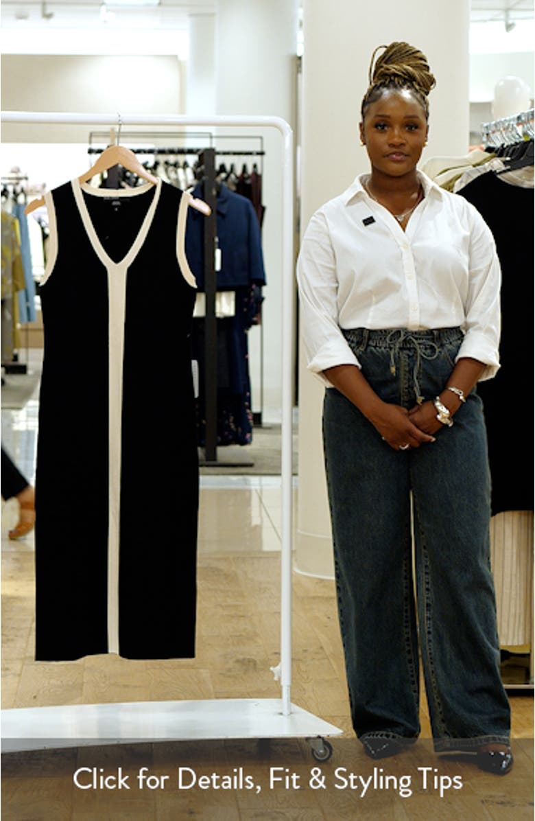 Two-Tone Sleeveless Midi Sweater Dress, sales video thumbnail