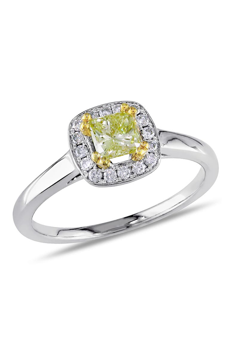 Julianna B. Yellow & White Diamond Halo Ring 14k, Main, color, Diamond