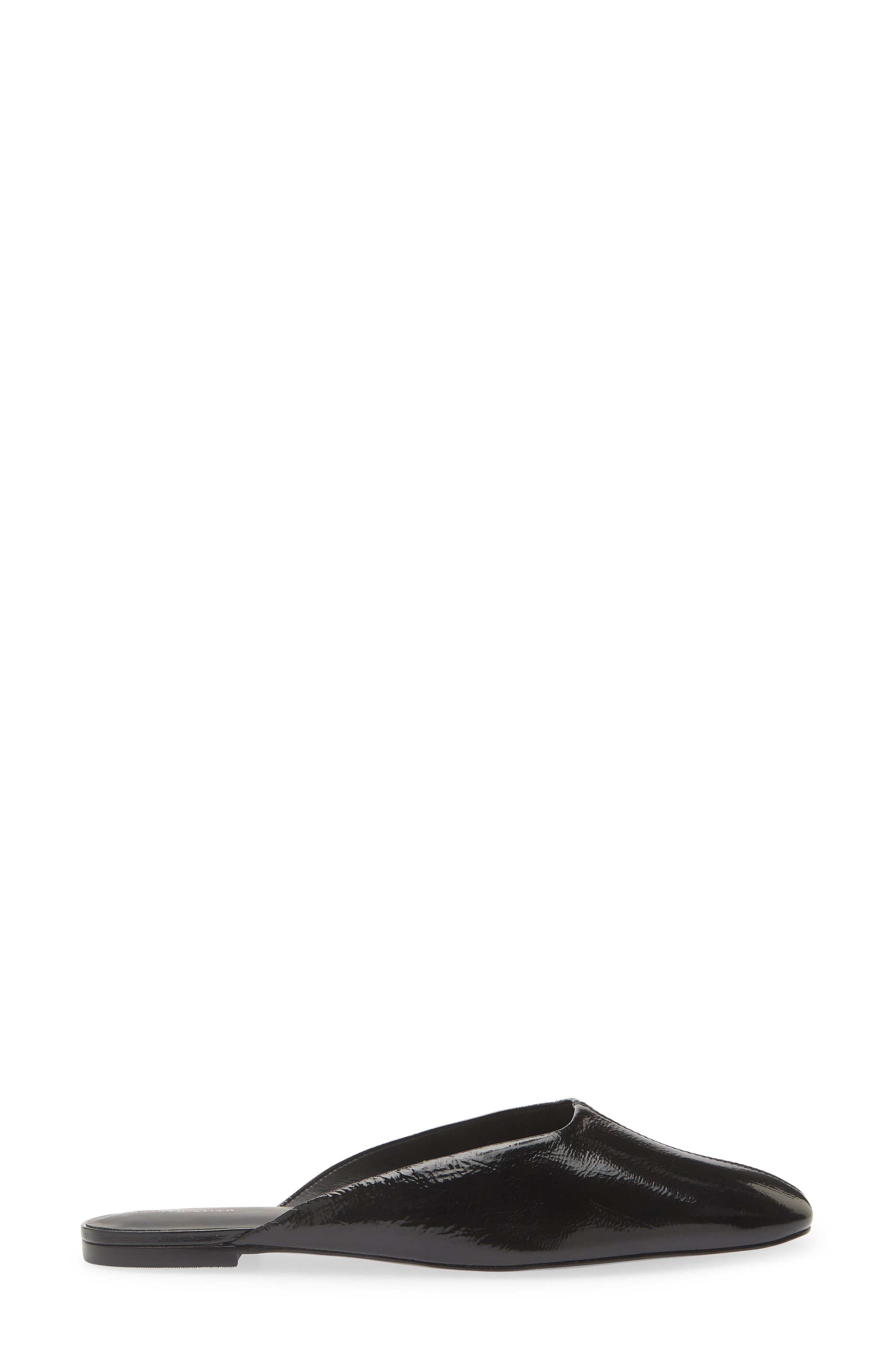Inez Flat Leather Mule, Alternate, color, BLACK EEL