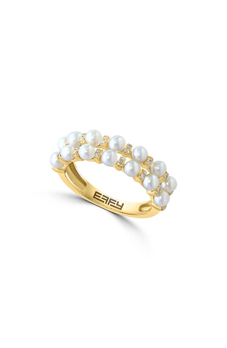 EFFY 14K Yellow Gold 3mm Freshwater Pearl & Diamond Ring - 0.09ct., Main, color, 