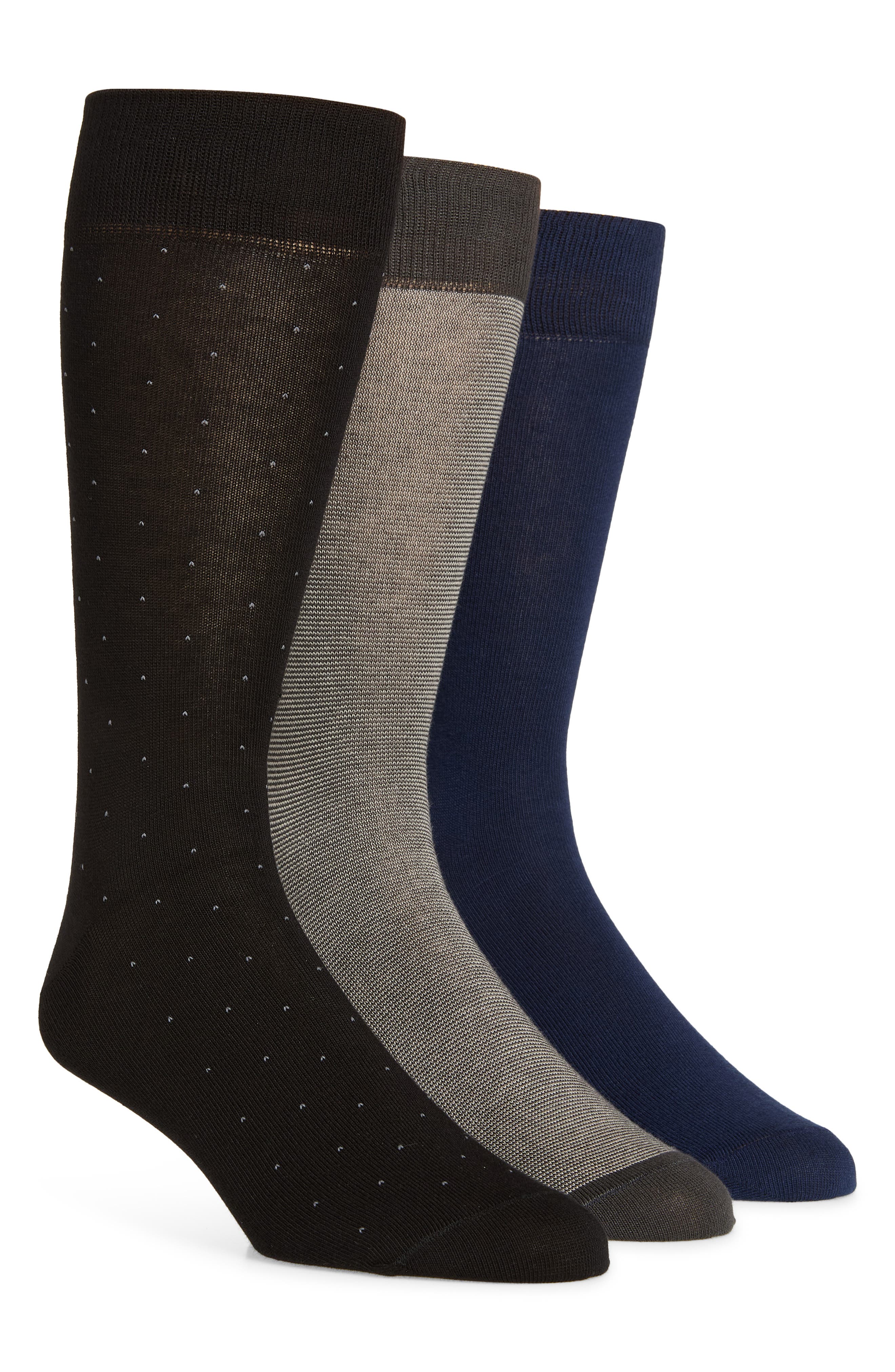Lorenzo Uomo Assorted 3-Pack Cotton Blend Dress Socks