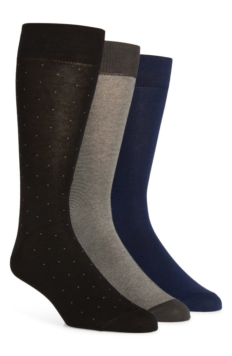 Lorenzo Uomo Assorted 3-Pack Cotton Blend Dress Socks, Main, color, Black