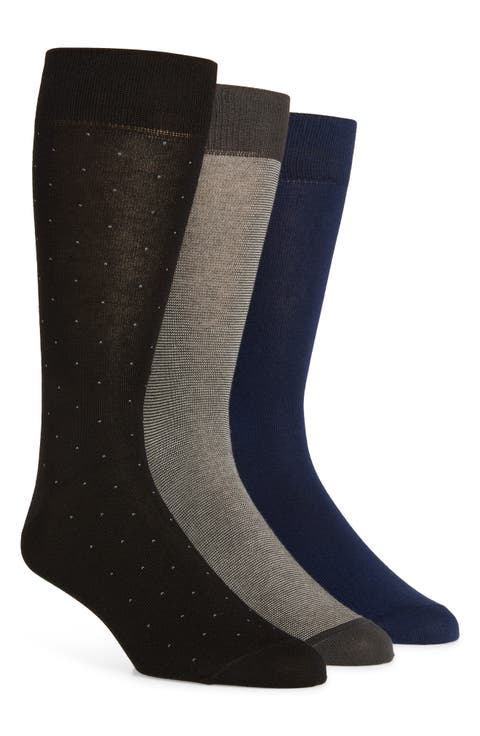 Assorted 3-Pack Cotton Blend Dress Socks