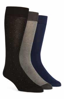 Assorted 3-Pack Cotton Blend Dress Socks