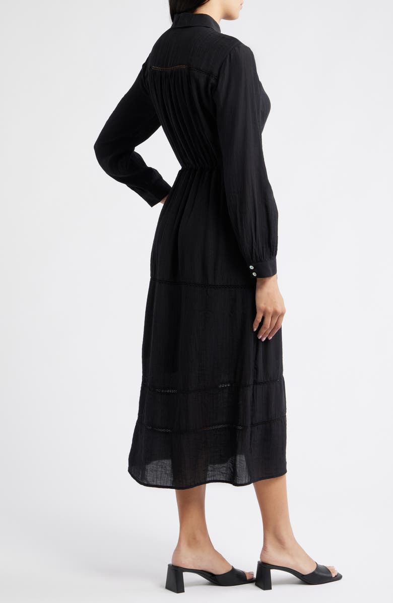 Cloth & Stone Ladder Stitch Long Sleeve Midi Shirtdress, Alternate, color, Black