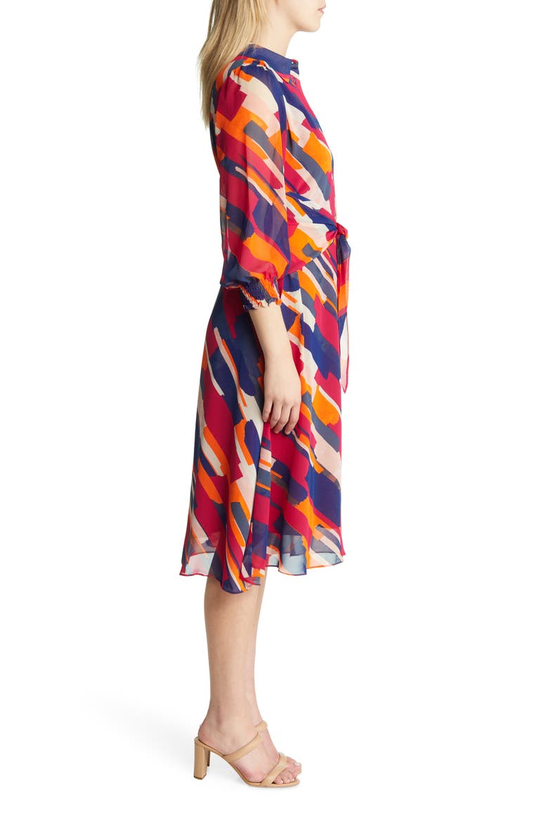Diagonal Print Chiffon Shirtdress, Alternate, color, IVORY/ MAGENTA