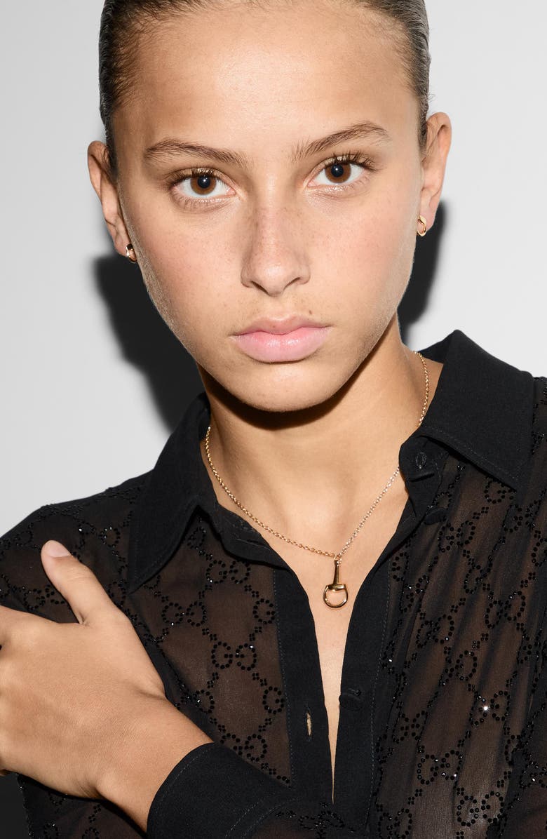 Gucci Horsebit Pendant Necklace, Alternate, color, Yellow Gold