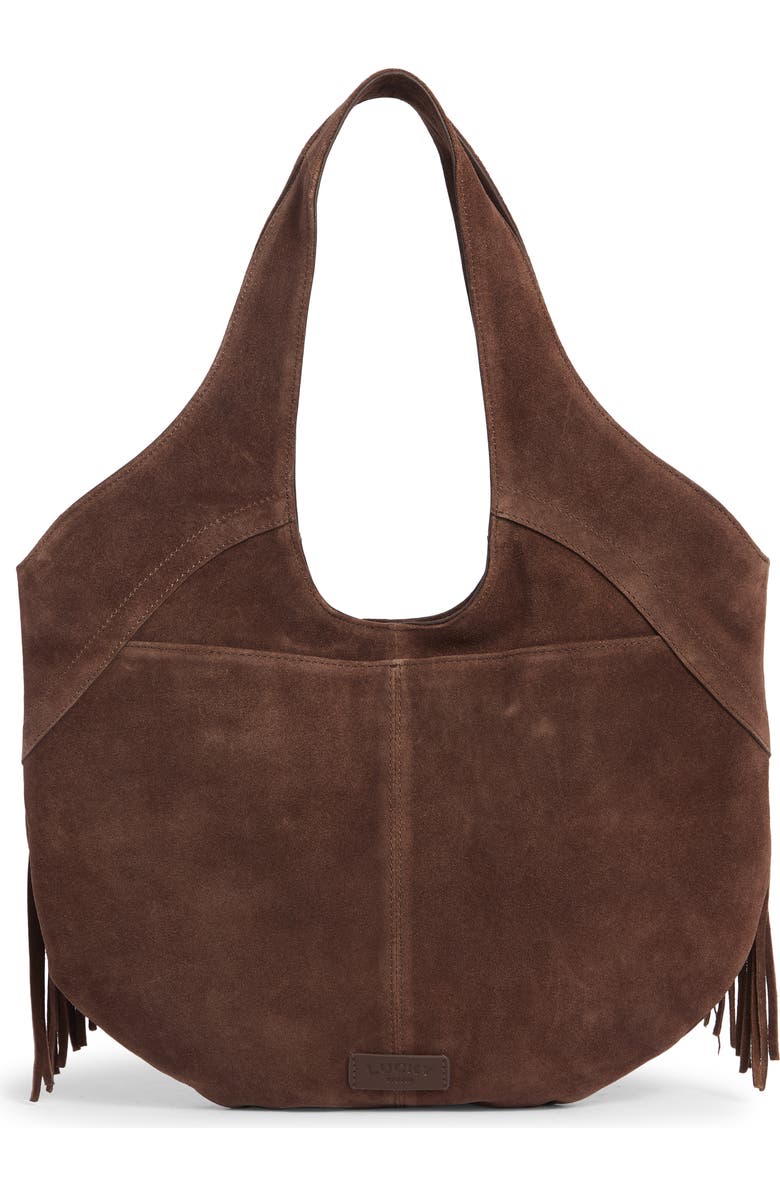 Lucky Brand Nyra Fringe Suede Tote Bag, Alternate, color, Dark Cappuccino