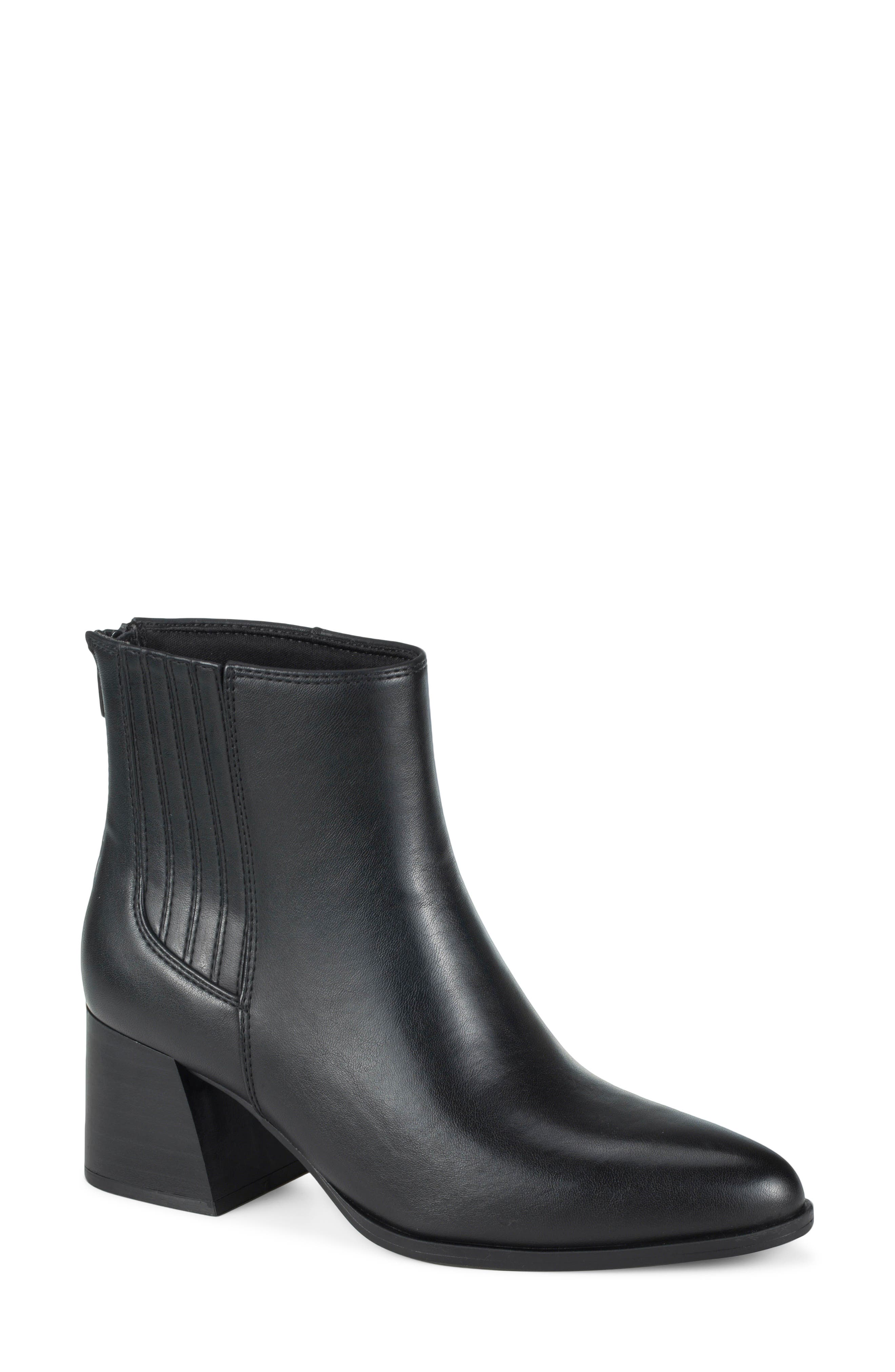 Biana Block Heel Bootie, Main, color, BLACK SMOOTH