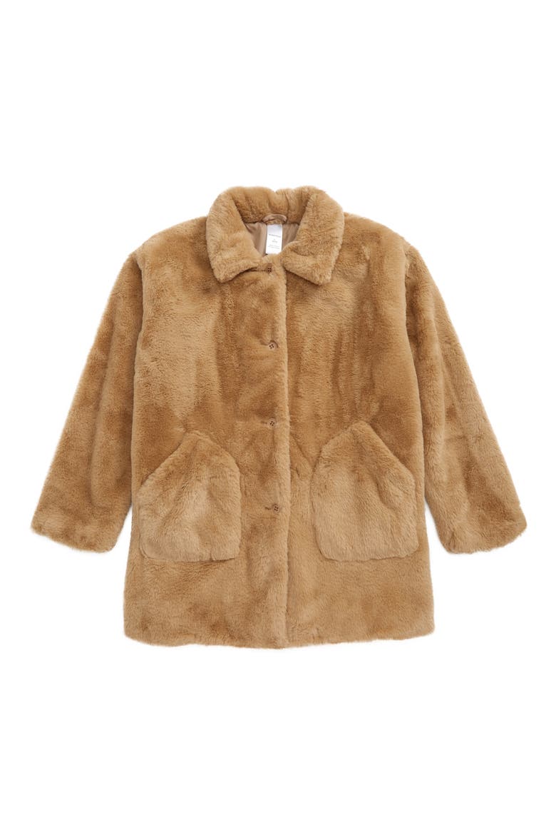 Kids' Faux Fur Coat, Main, color, TAN STOCK