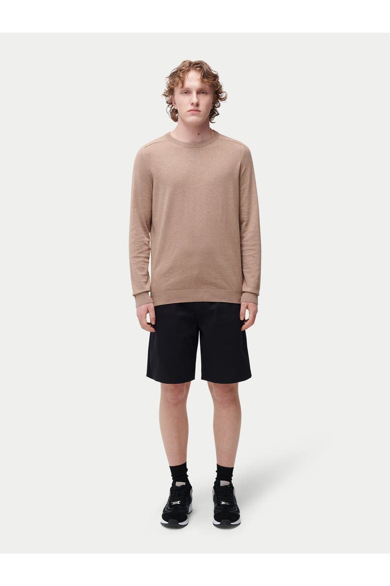 Men's Crewneck Cotton Silk Cashmere Blend Sweater, Alternate, color, timber wolf