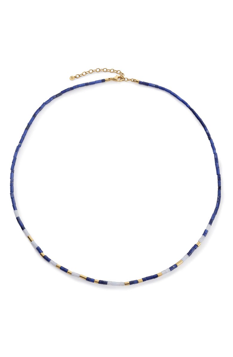 Monica Vinader Delphi Semiprecious Stone & 18K Gold Vermeil Beaded Necklace, Main, color, 18K Gold Vermeil / Sodalite