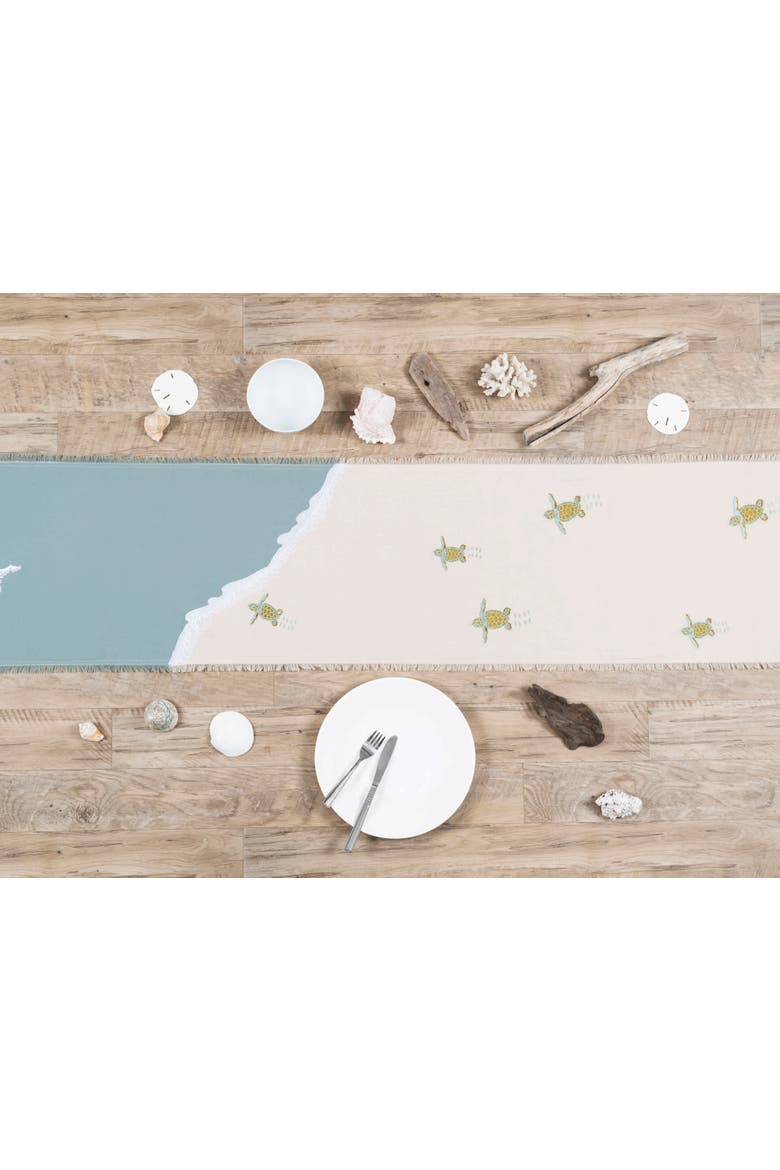 Baby Sea Turtle Coastal Dining Table Runner, Alternate, color, Blue