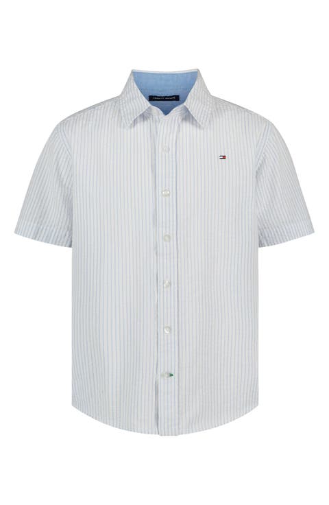 Kids' Seersucker Short Sleeve Button-Up Shirt (Big Kid)
